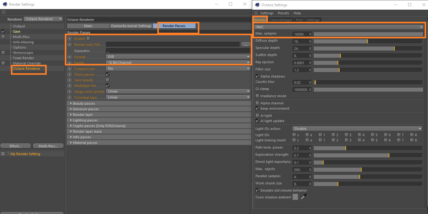 Configuración de renderizado 3D para Cinema 4D con Octane Renderer