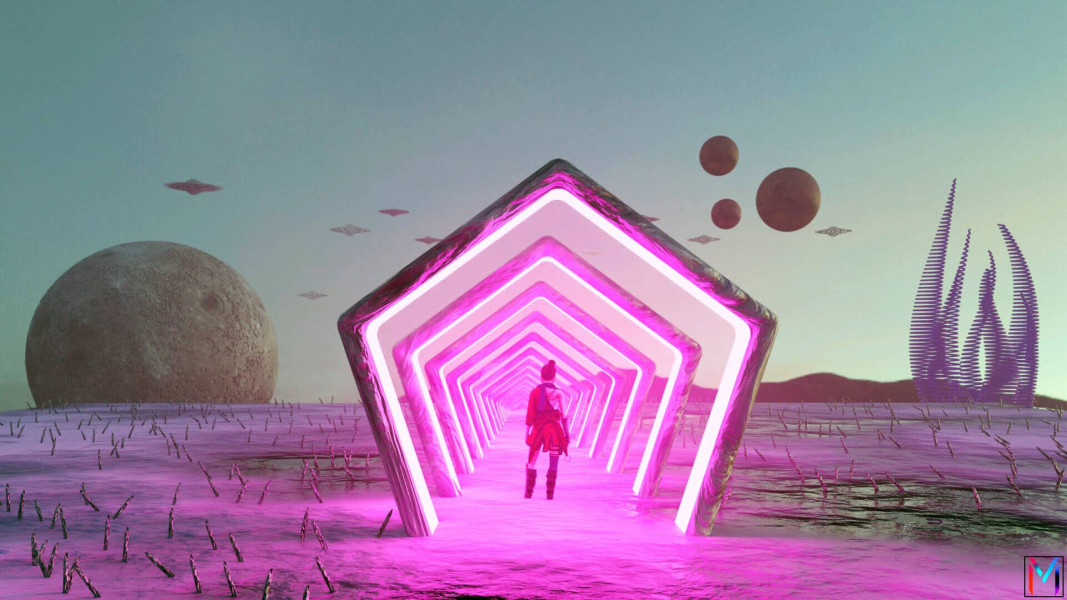 Woman on desert planet