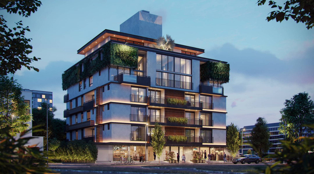 Modern building with vertical gardens