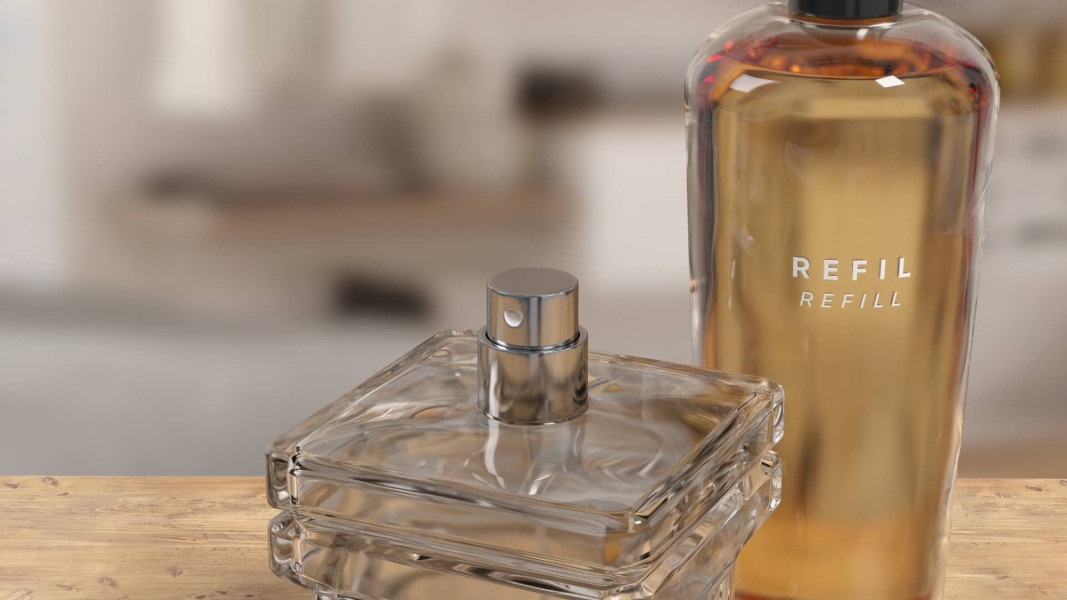 Rendered Perfume refill bottle