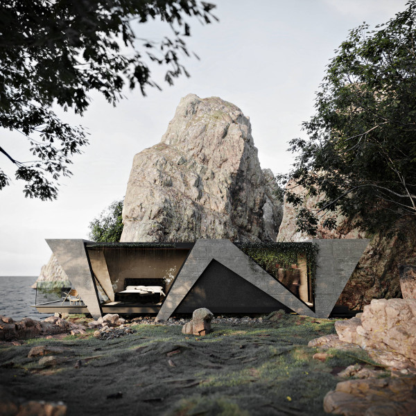 Cliff house near the sea