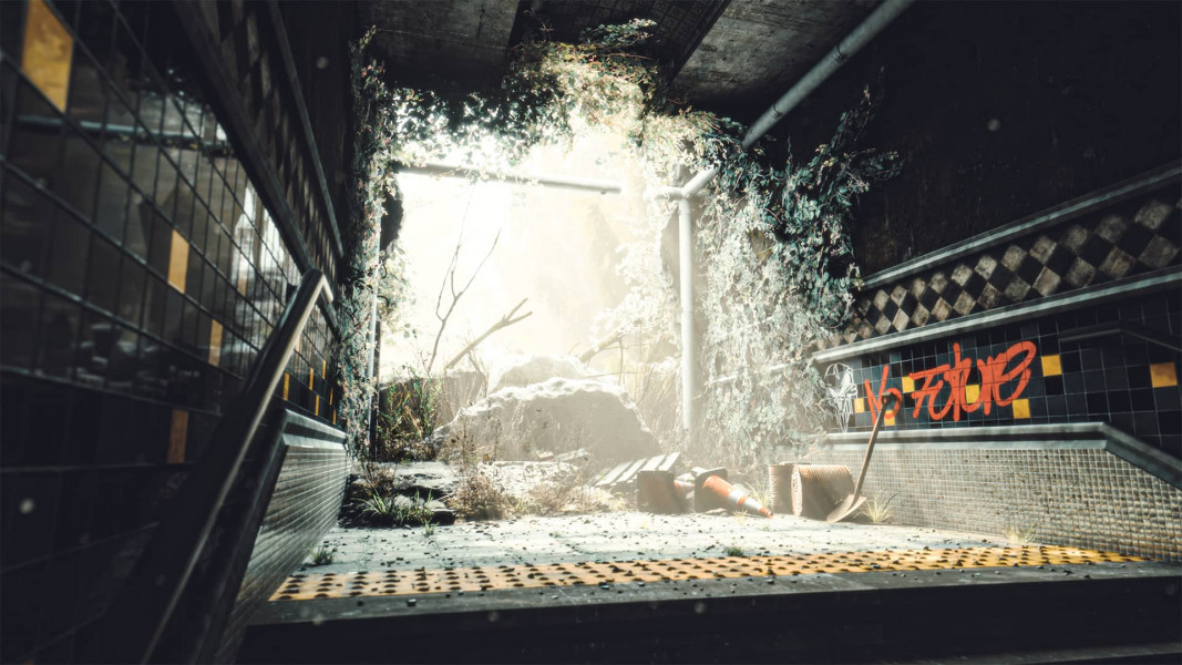 Abandoned futuristic subway station