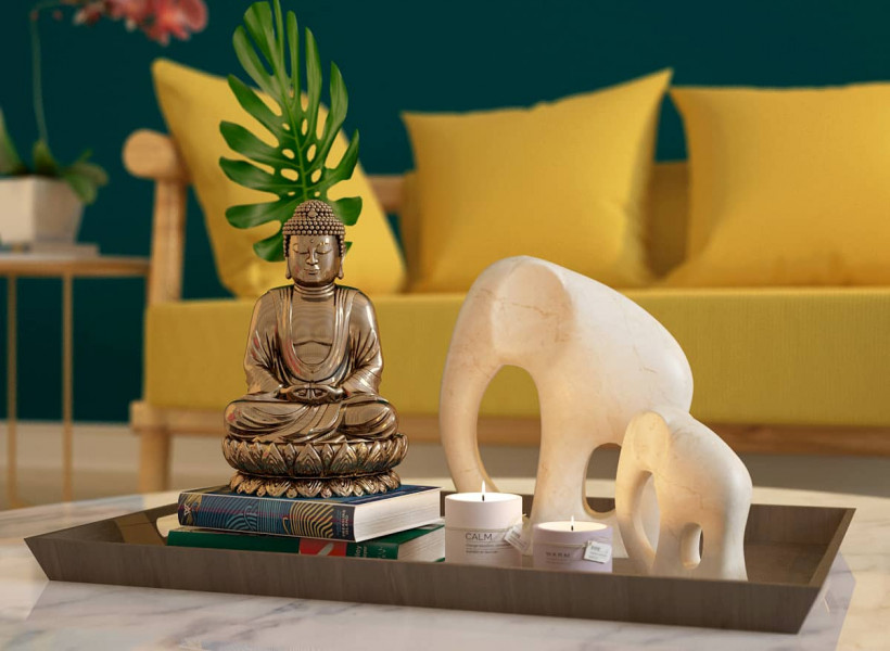 Rendered Buddha Statue with interior