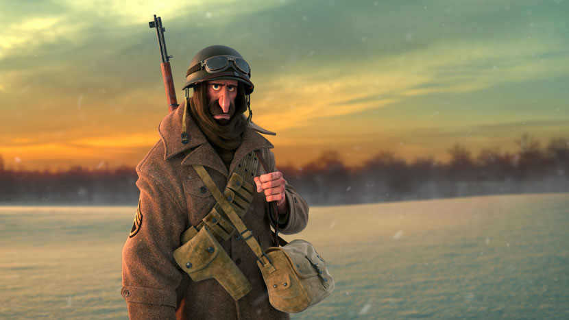 Sergeant in snowy field